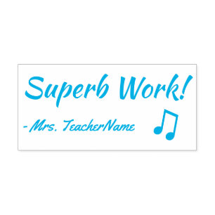 Fun "Superb Work!" + Tutor's Name Rubber Stamp