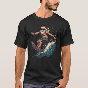 Fun Surfing Santa Hawaii Christmas Waves Surf love T-Shirt
