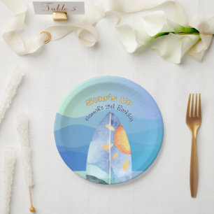 Fun Surf's Up Birthday Invitation Paper Plate
