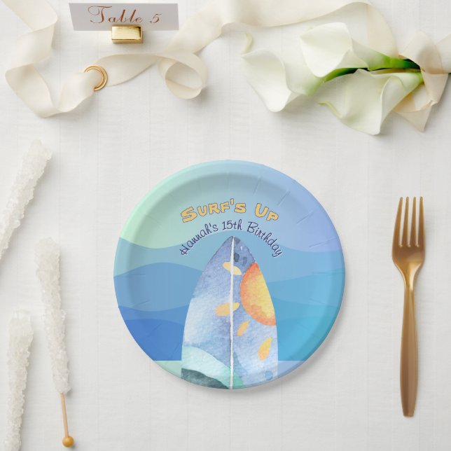 Fun Surf's Up Birthday Invitation Paper Plate (Wedding)