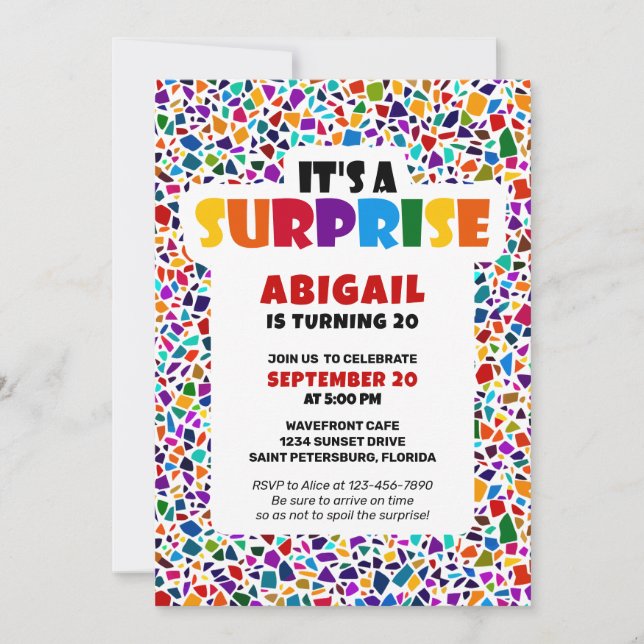 Fun Surprise Colourful Birthday Invitation (Front)