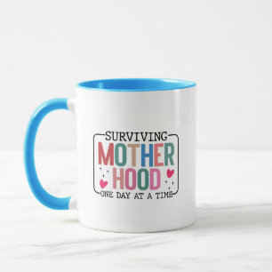 Fun surviving Motherhood word art Mug