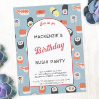 Fun Sushi Birthday Party Invitation
