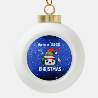 Fun Sushi Christmas Ceramic Ball Christmas Ornament