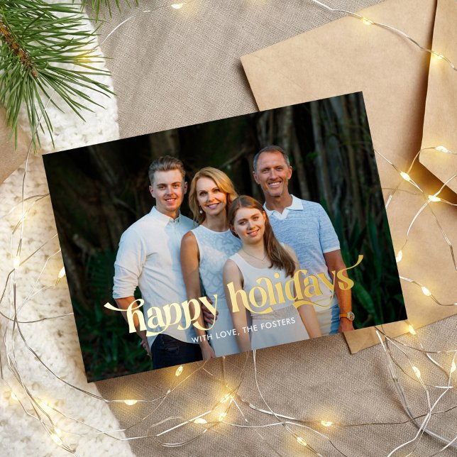 Fun Swash REAL FOIL Modern Holiday Photo Card (Creator Uploaded)