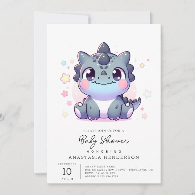 Fun Sweet Dinosaur Baby Shower Invitation (Front)