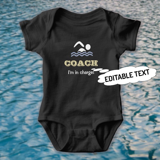 Fun swimming coach custom name baby bodysuit (Creator Uploaded)