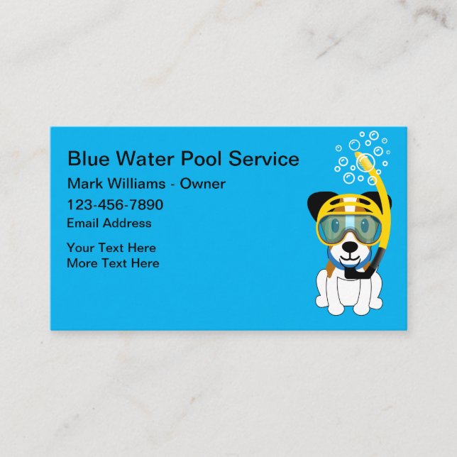 Fun Swimming Pool Service New  Business Card (Front)