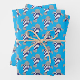 Fun Swimsuit Manatee Animal Wrapping Paper Sheet