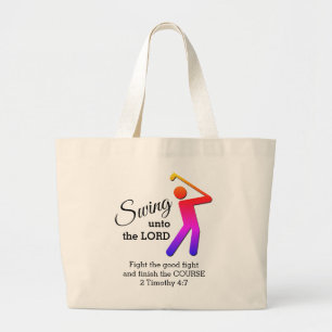 Fun SWING UNTO THE LORD Customisable Golf Large Tote Bag