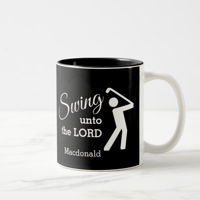 Fun SWING UNTO THE LORD Customisable Golf Two-Tone Coffee Mug (Right)
