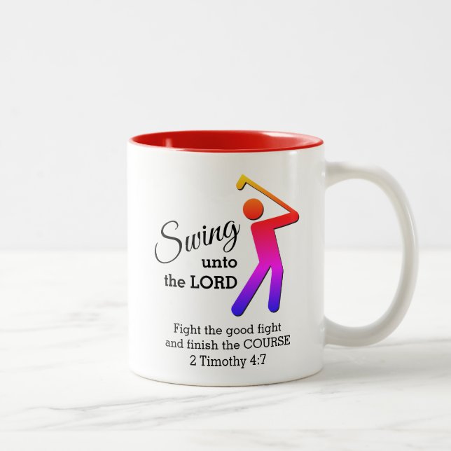 Fun SWING UNTO THE LORD Customisable Golf Two-Tone Coffee Mug (Right)