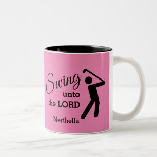 Fun SWING UNTO THE LORD Customisable PINK Golf Two-Tone Coffee Mug
