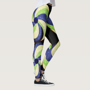Fun Swirl Design Leggings - Blue