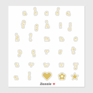 Fun Swirly Gold Font Alphabet Stickers Letters