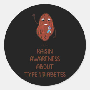 Fun T1d Type 1 Diabetes Awareness Ribbon Gift Classic Round Sticker