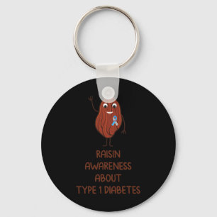 Fun T1D Type 1 Diabetes Awareness Ribbon Gift  Key Ring