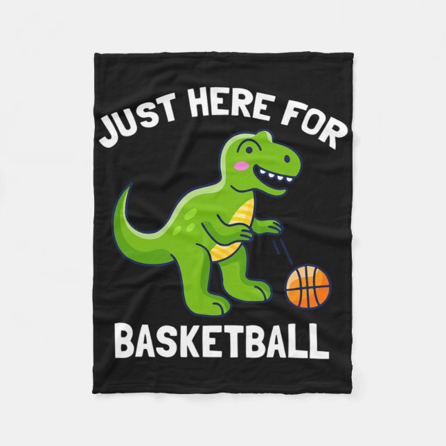 Fun T-rex Just Here For Bysketbyll Dinosaur  Fleece Blanket (Front)