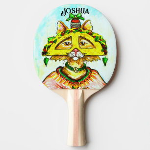 Fun Taco Hippie Cat Ping Pong Paddle