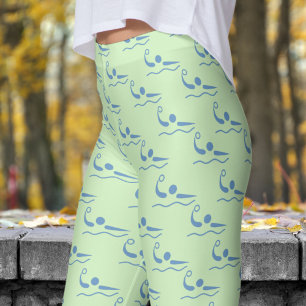 Fun Tea Green Womens Water Polo Pattern Leggings