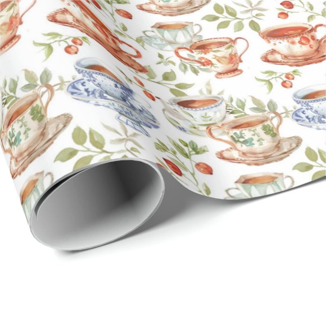 Fun tea party tiled  wrapping paper (Roll Corner)