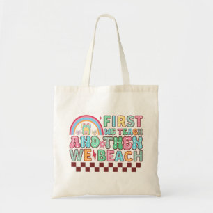 Fun teach beach word art tote bag