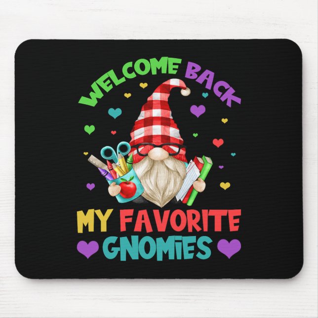 Fun Teacher Gnome Tee - Cute Welcome Back To Schoo Mouse Mat (Front)