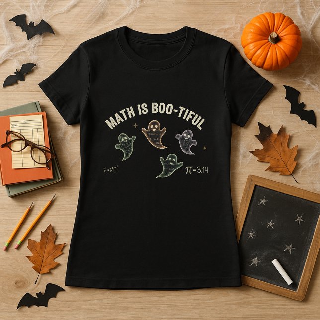 Fun Teacher Halloween Math Is Bootiful Ghost Math  T-Shirt (Creator Uploaded)