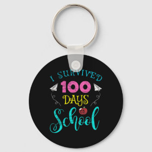 Fun Teacher Student Kids I Survived 100 Days Of Sc Key Ring