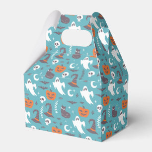 Fun Teal Doodle Halloween Pattern Favour Box