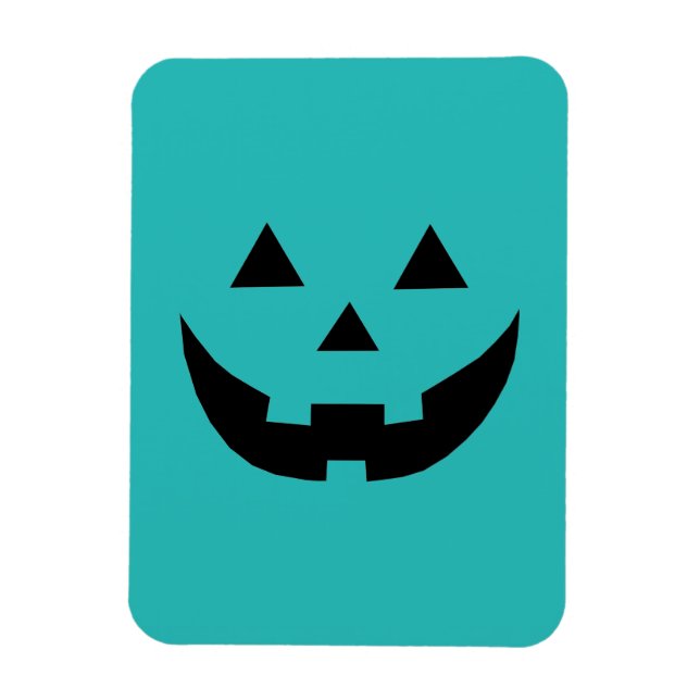 Fun teal jack o lantern pumpkin face Halloween Magnet (Vertical)