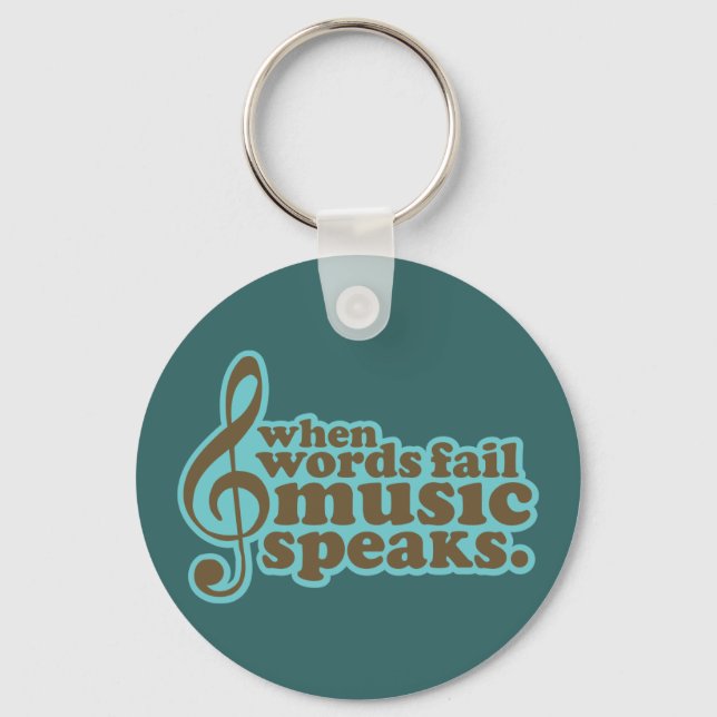 Fun Teal Music Speaks Musician Gift Key Ring (Front)