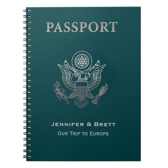 Fun Teal Passport Custom Notebook (Front)