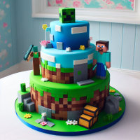 FUN TECHNO BLOCKS KIDS BIRTHDAY CAKE
