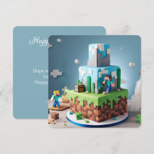 FUN TECHNO BLOCKS SQUARE KIDS BIRTHDAY CAKE CARD