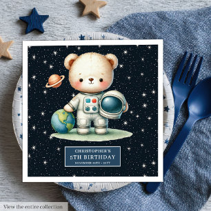 Fun Teddy Astronaut Napkins Boy Birthday Custom 