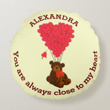 Fun teddy bear and red heart personalised