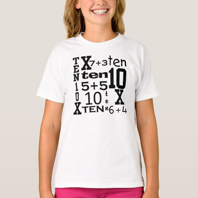 FUN Ten MATH Inspired 10th BIRTHDAY Tee (Front)