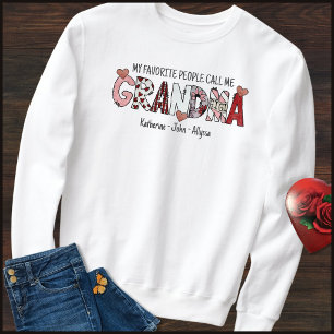 Fun Text Kid Names Grandma Valentines Day Sweatshirt