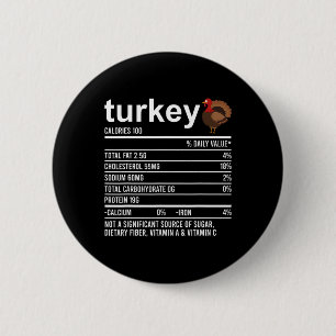 Fun Thanksgiving Food Apparel Turkey Nutrition Fac 6 Cm Round Badge