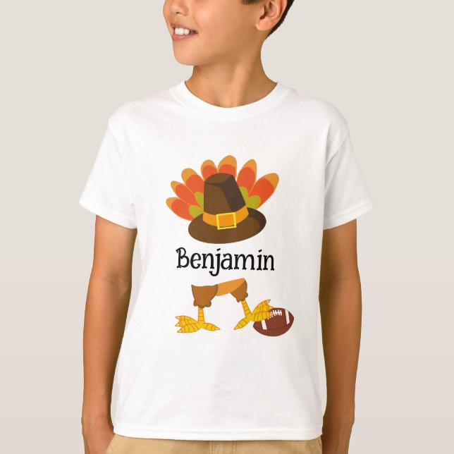 Fun Thanksgiving Football Turkey   T-Shirt (Front)