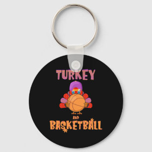 Fun Thanksgiving Turkey plays Basketball Tee Men B Key Ring