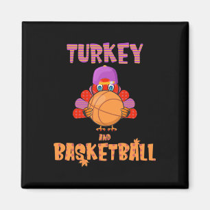 Fun Thanksgiving Turkey plays Basketball Tee Men B Magnet