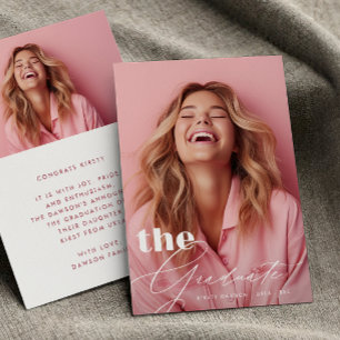 Fun THE GRADUATE Script Two Photo GRADUATION Announcement