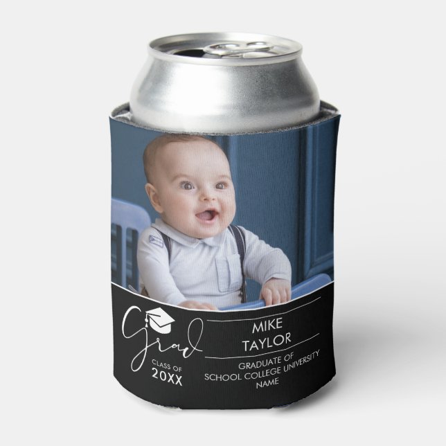 Fun Then And Now 2 Photo Graduation Party Can Cooler (Can Front)