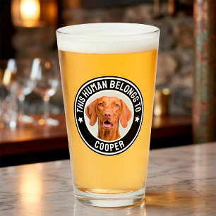 Fun "This Human Belongs to" Pet Dog Photo  Glass