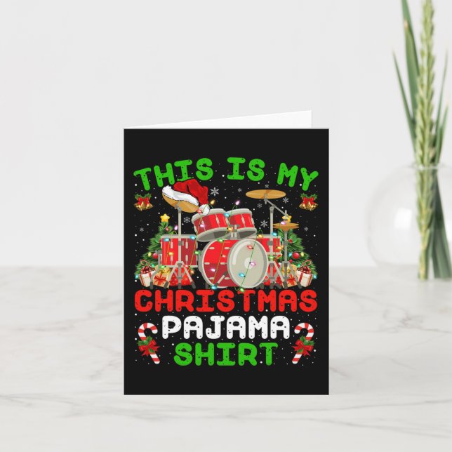 Fun This Is My Christmas Pajama  Drum Kit Christma Card (Front)