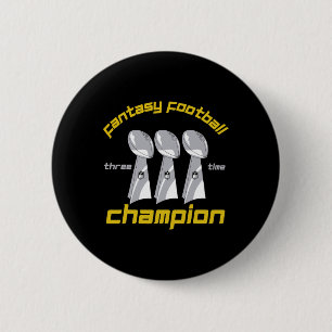 Fun Three Time Fantasy Football League Champion Tr 6 Cm Round Badge