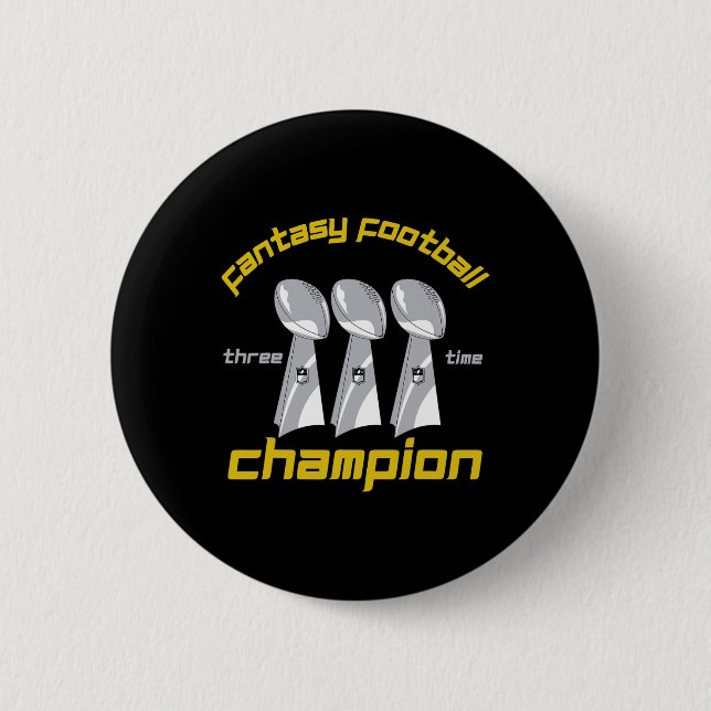 Fun Three Time Fantasy Football League Champion Tr 6 Cm Round Badge (Front)