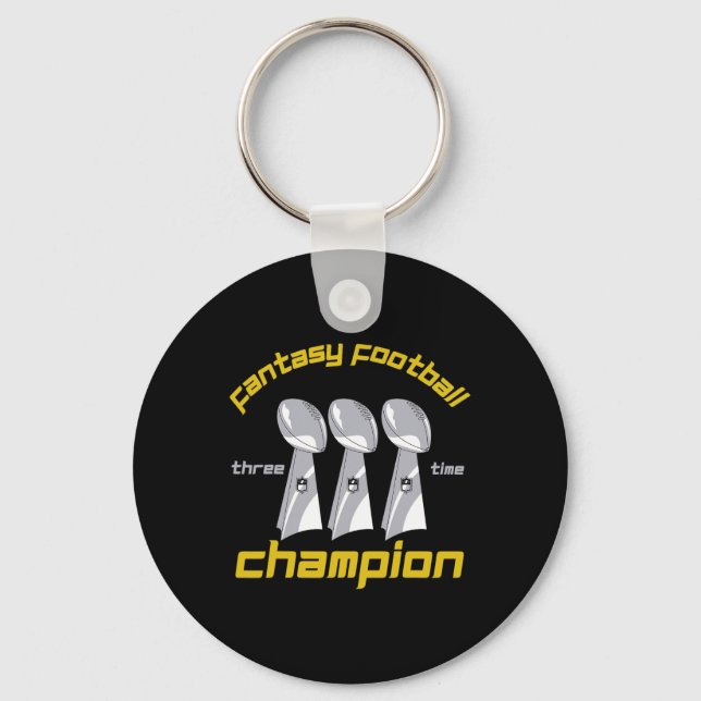 Fun Three Time Fantasy Football League Champion Tr Key Ring (Front)